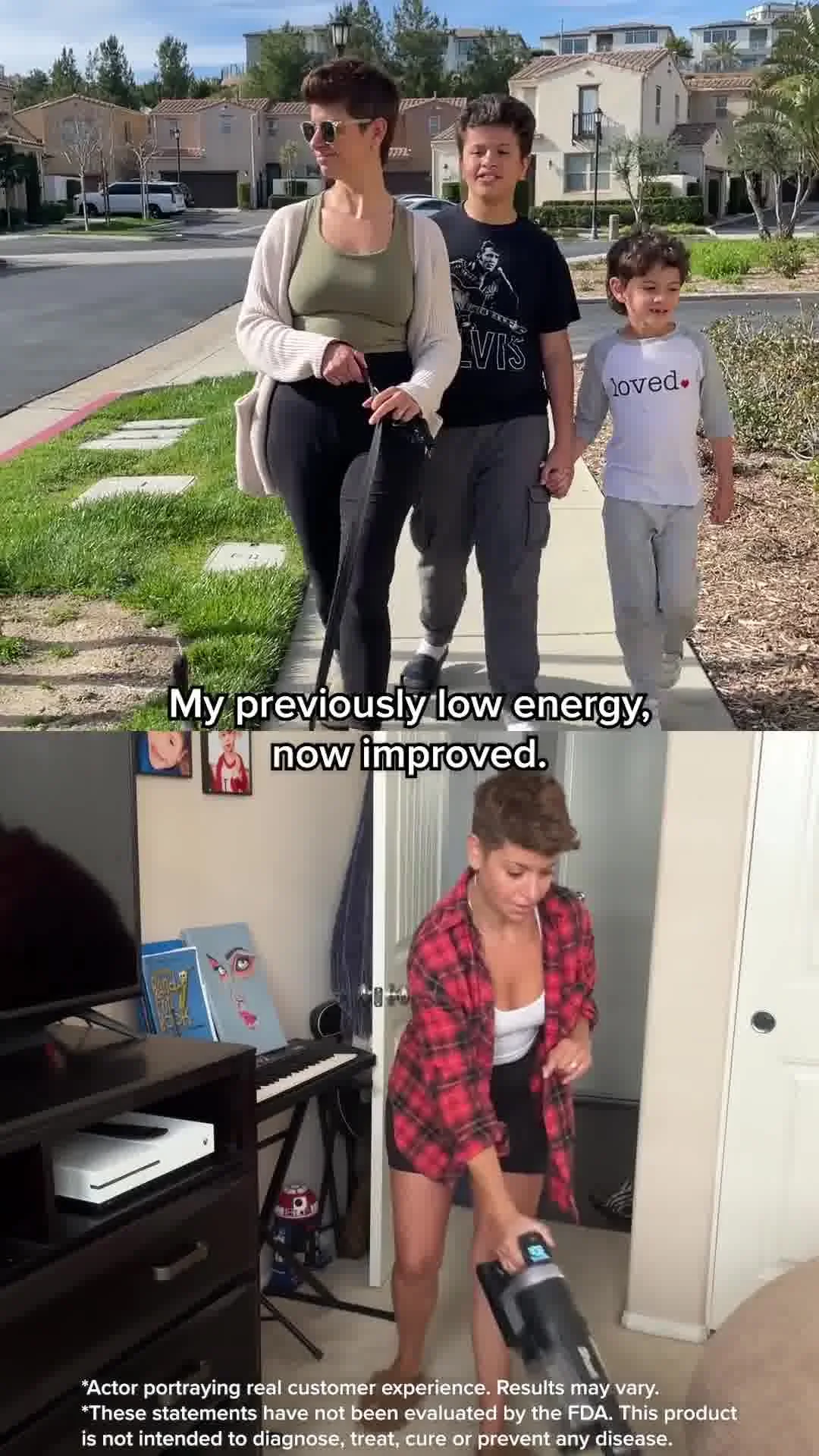 Anúncio em vídeo da Amberen no formato Antes e Depois e Demonstração de Produto