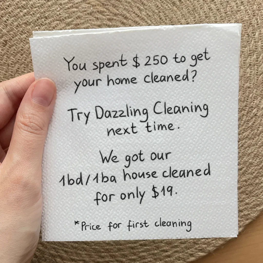 Anúncio da Dazzling Cleaning no formato Nota Pessoal e Rabiscos