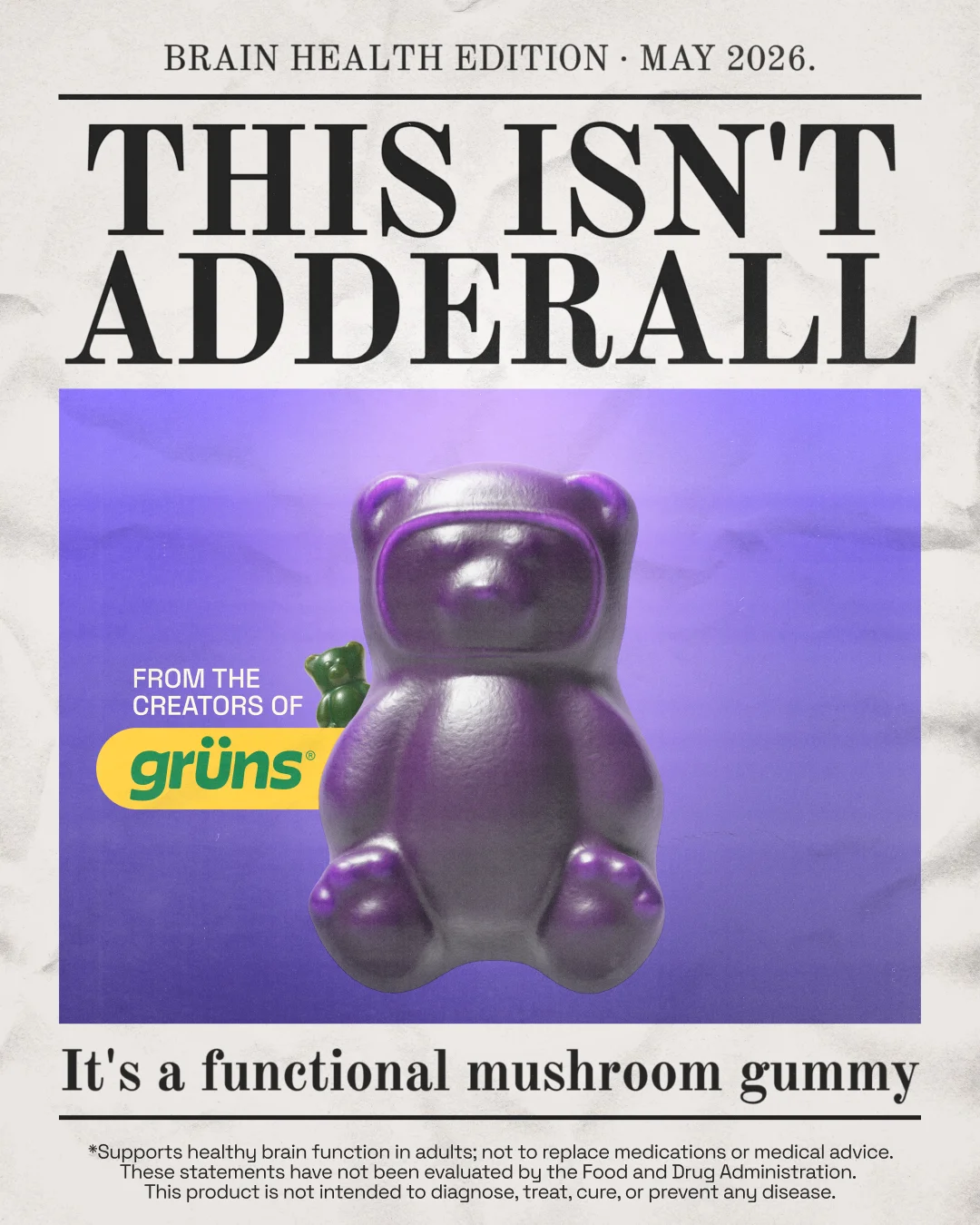 Anúncio da Grüns no formato Depoimentos e Reviews