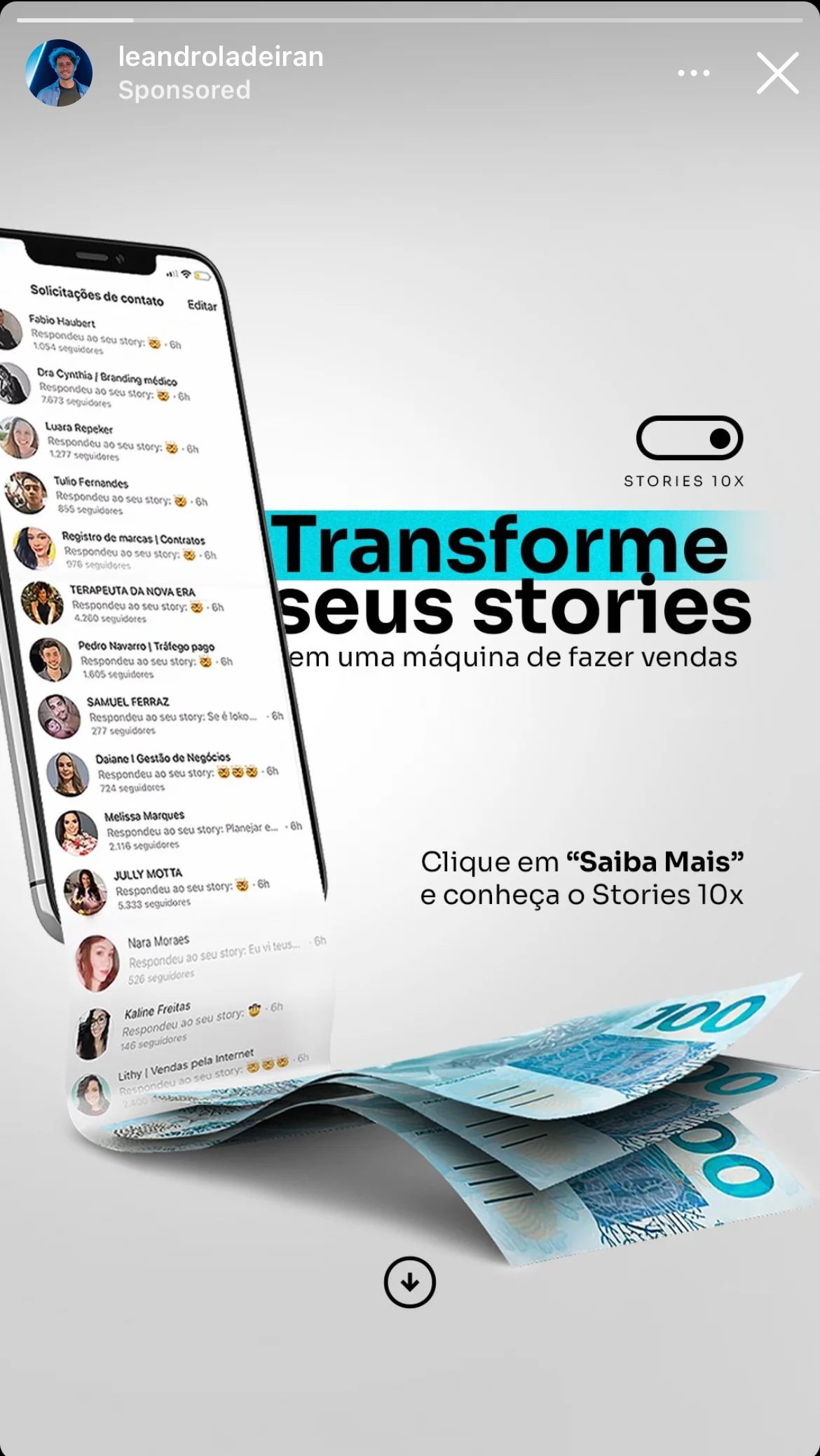 Anúncio da Leandro Ladeira no formato Anúncio Estático e Mockup / Simulação