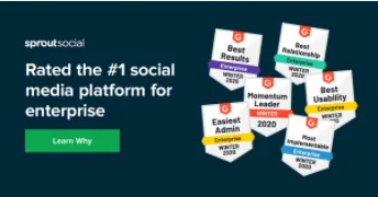 Anúncio da Sprout Social no formato Anúncio Estático e Prova Social