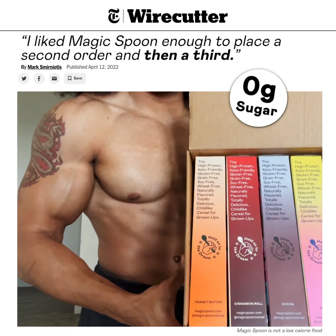 Anúncio da Magic Spoon no formato Demonstração de Produto