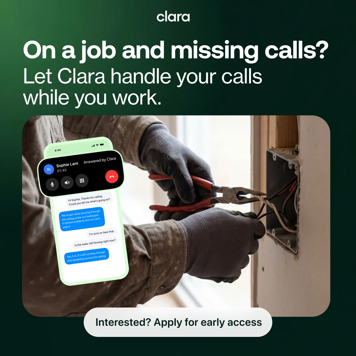 Anúncio da Clara no formato Captura de Tela e Demonstração de Interface