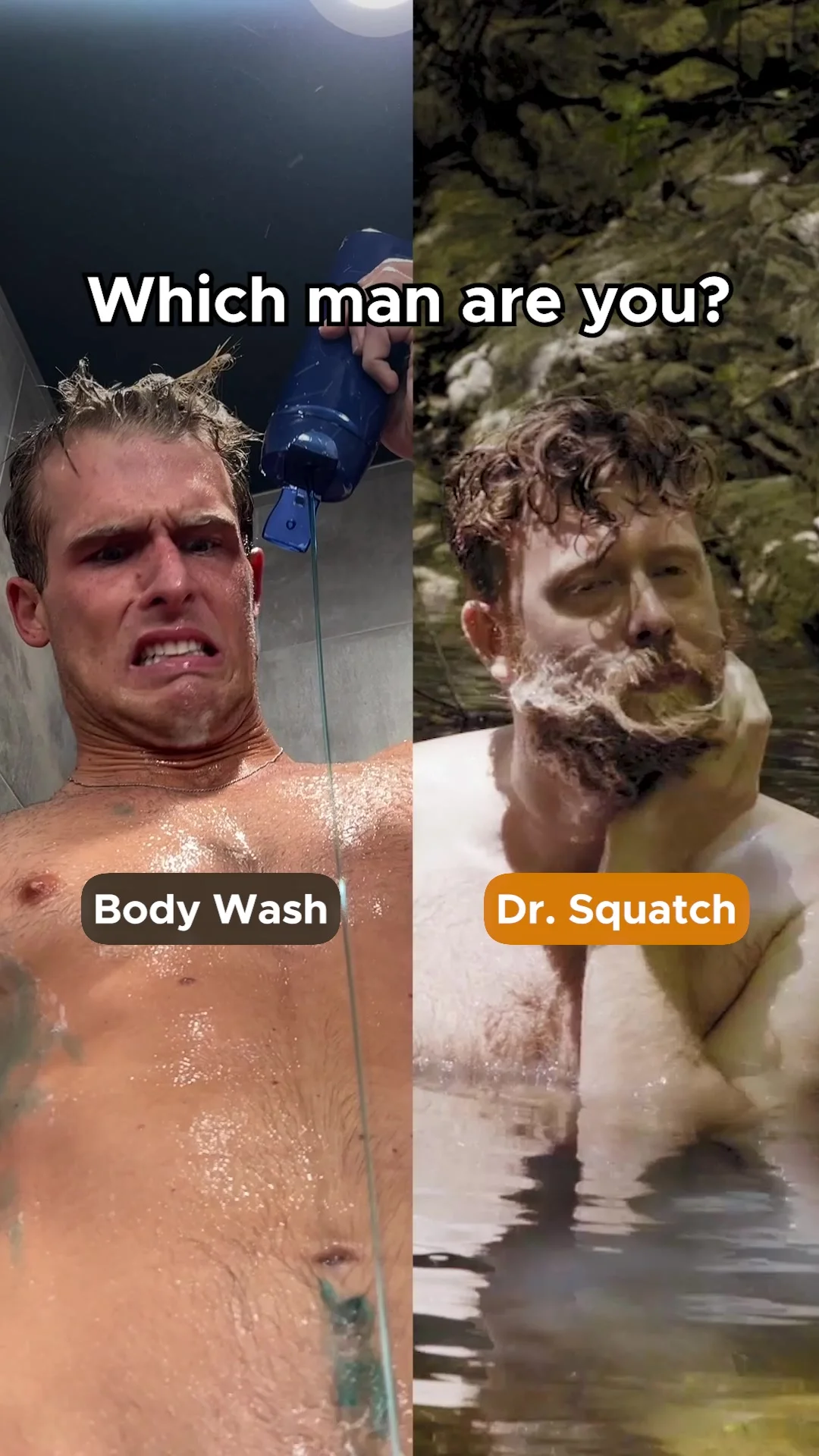 Anúncio em vídeo da Dr. Squatch no formato Comparativo
