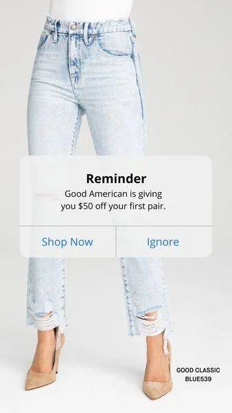 Anúncio da Good American no formato Notificação