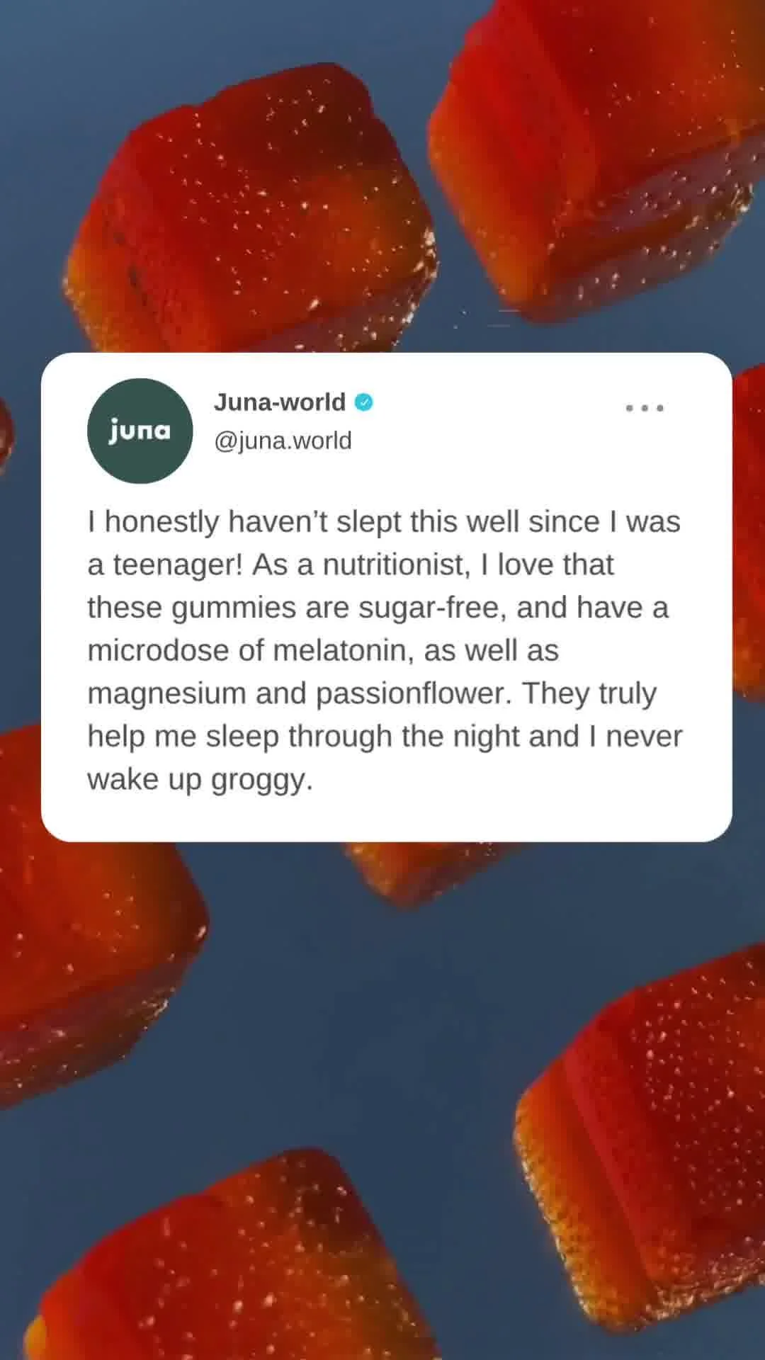 Anúncio da Juna no formato Depoimentos e Reviews e UGC
