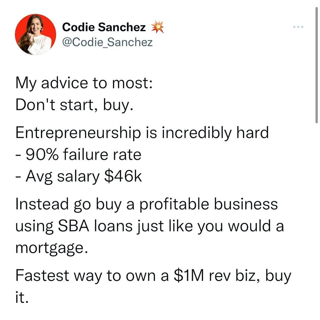 Anúncio da Codie Sanchez no formato Post de Rede Social