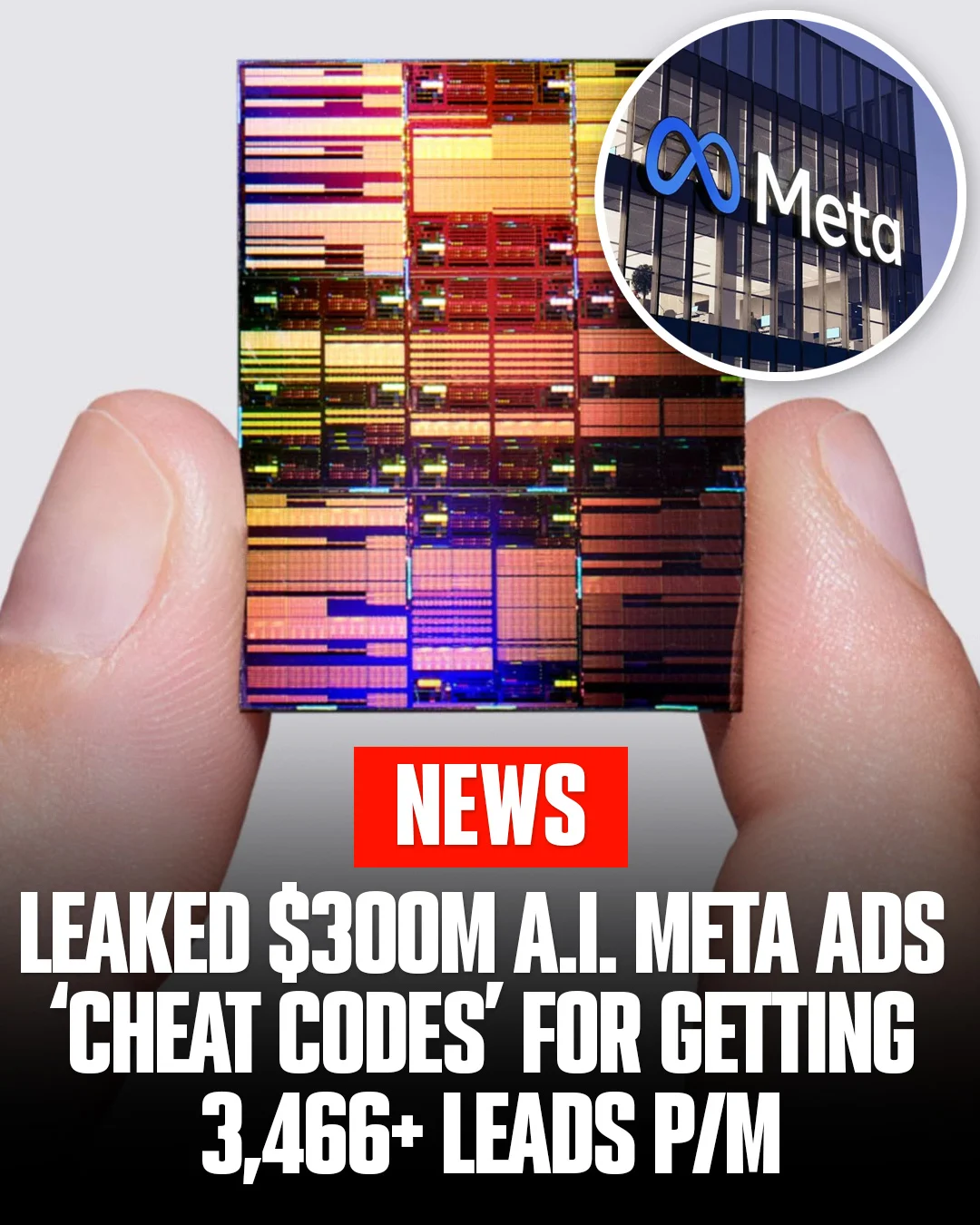 Anúncio da Solução de Crescimento em Meta Ads no formato The "Cheat Sheet" Grid