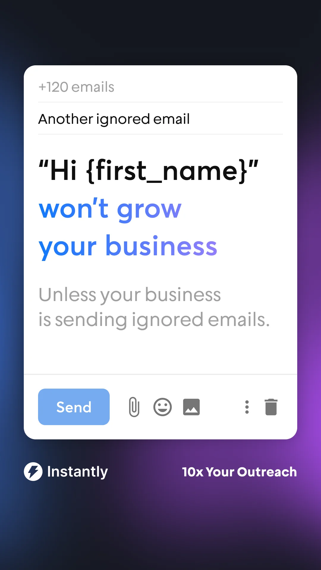 Anúncio da Instantly no formato E-mail e Demonstração de Interface
