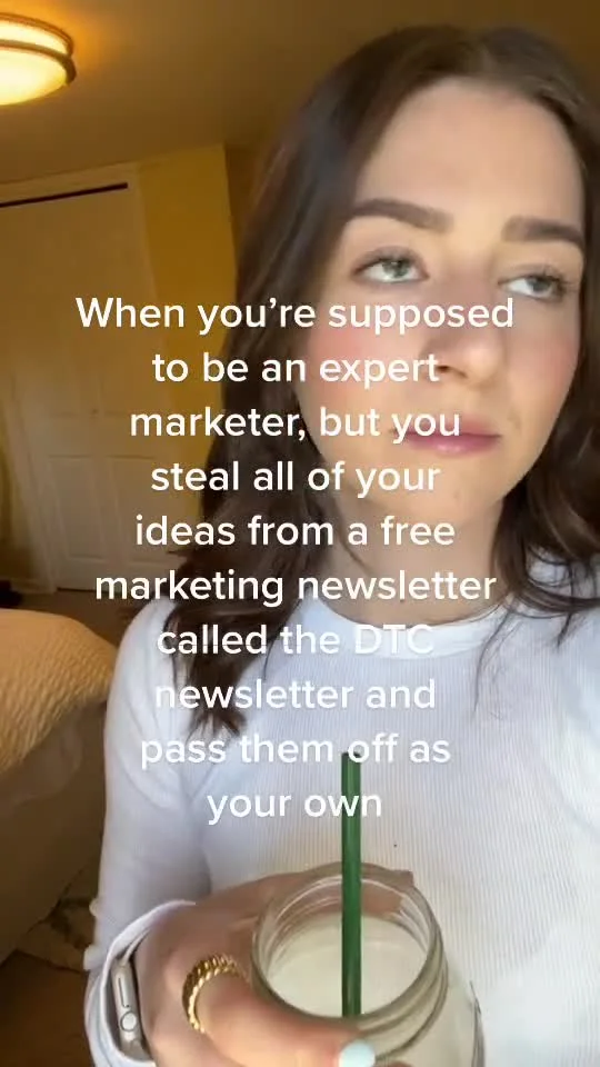 Anúncio em vídeo da DTC Newsletter no formato Relatable Text-on-Screen e Skit
