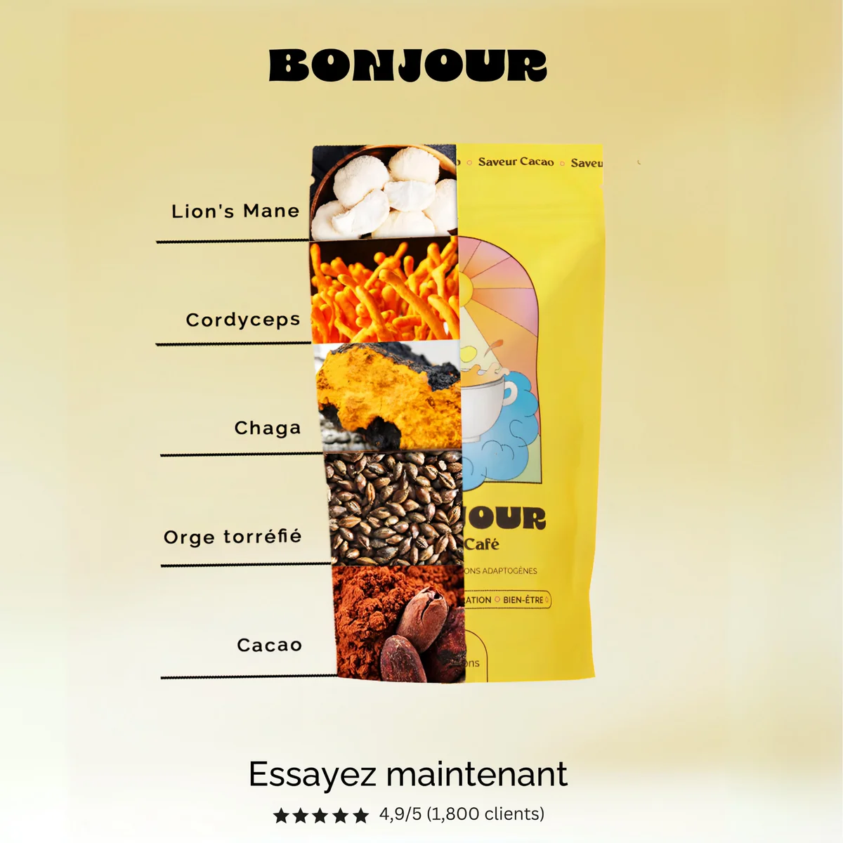 Anúncio da Bonjour Café no formato Anatomical Breakdown