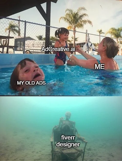 Anúncio da AdCreative.ai no formato Meme e Nós vs Eles