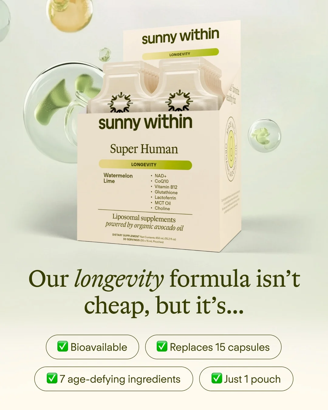 Anúncio da sunny within no formato Destaque de Produto e Benefícios