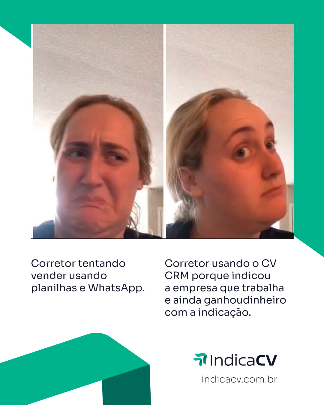 Anúncio da Construtor de Vendas no formato Comparativo e Meme