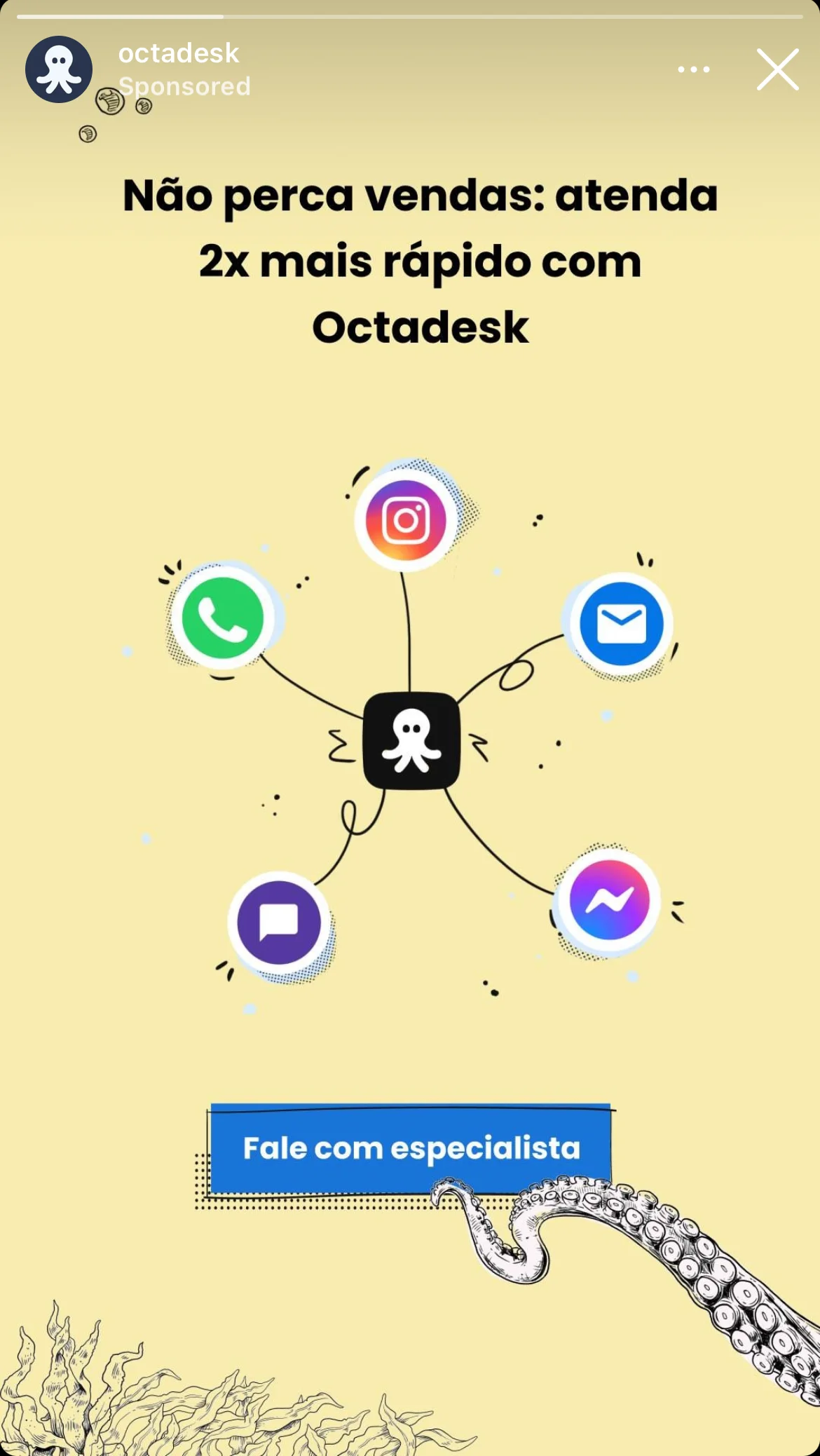 Anúncio da Octadesk no formato Anúncio Estático e Iconografia