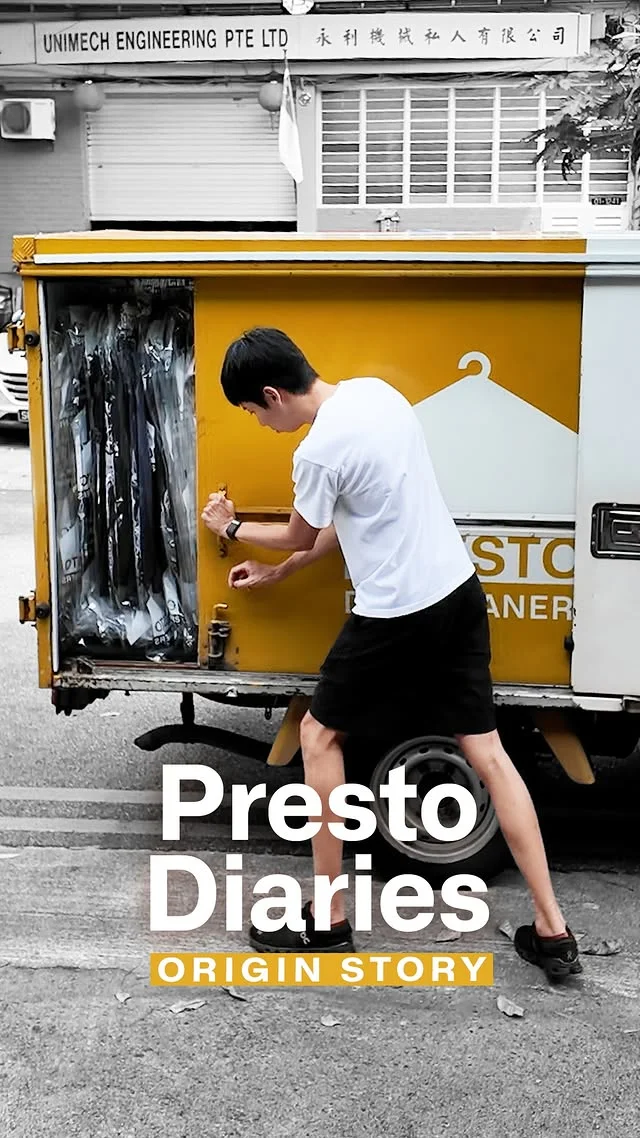 Anúncio em vídeo da Presto Drycleaners no formato Founder Story