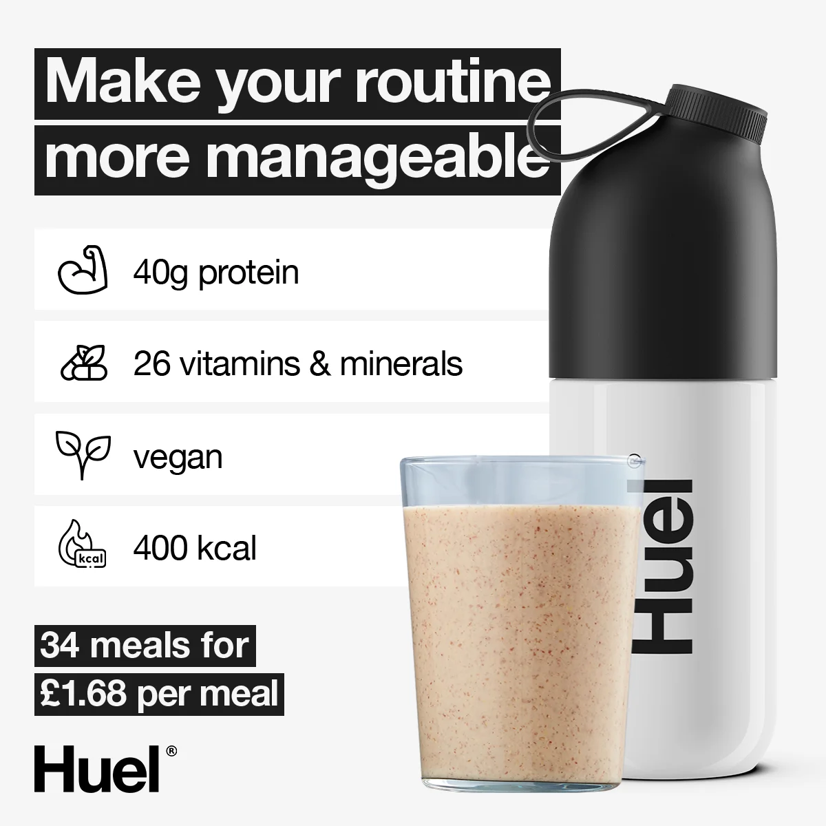 Anúncio da Huel no formato Infográfico