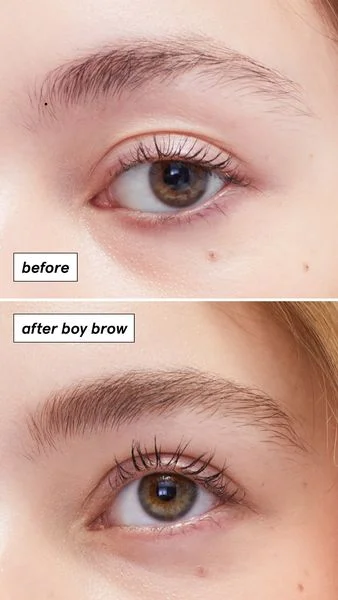 Anúncio da Glossier no formato Antes e Depois e Anúncio Estático
