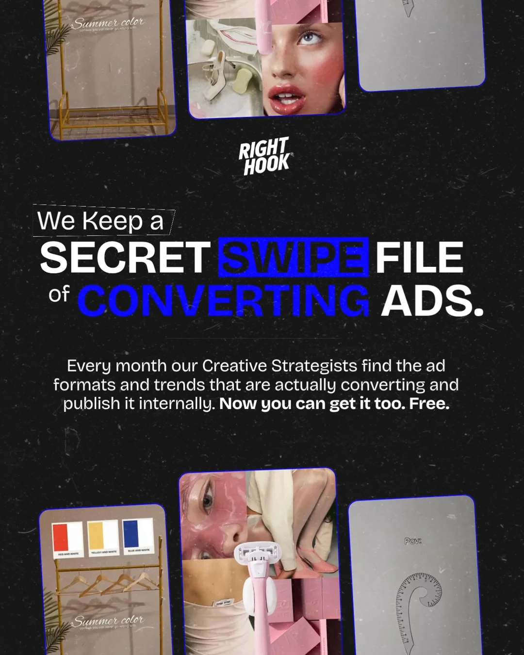 Anúncio em vídeo da RIGHT HOOK no formato B-Roll e Text Heavy Ad