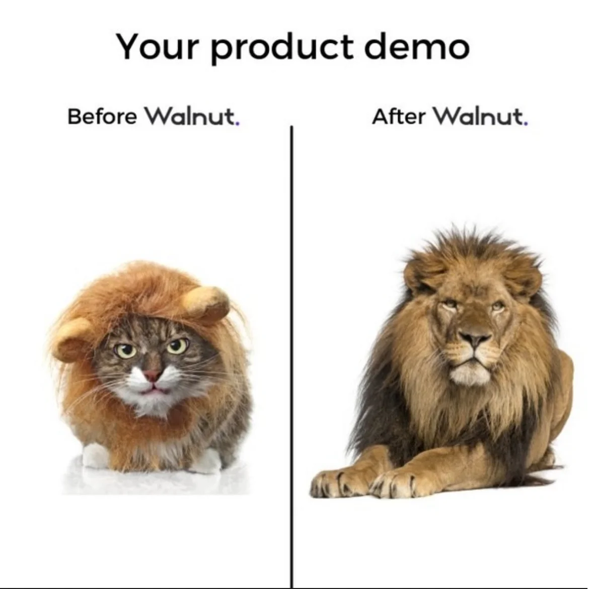 Anúncio da Walnut no formato Antes e Depois e Tela Dividida