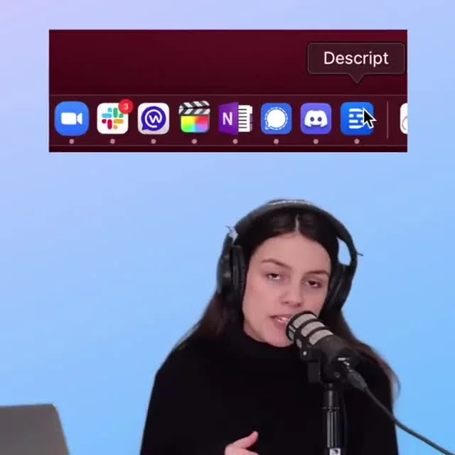 Anúncio em vídeo da Descript no formato Problema vs Solução e Demonstração de Produto