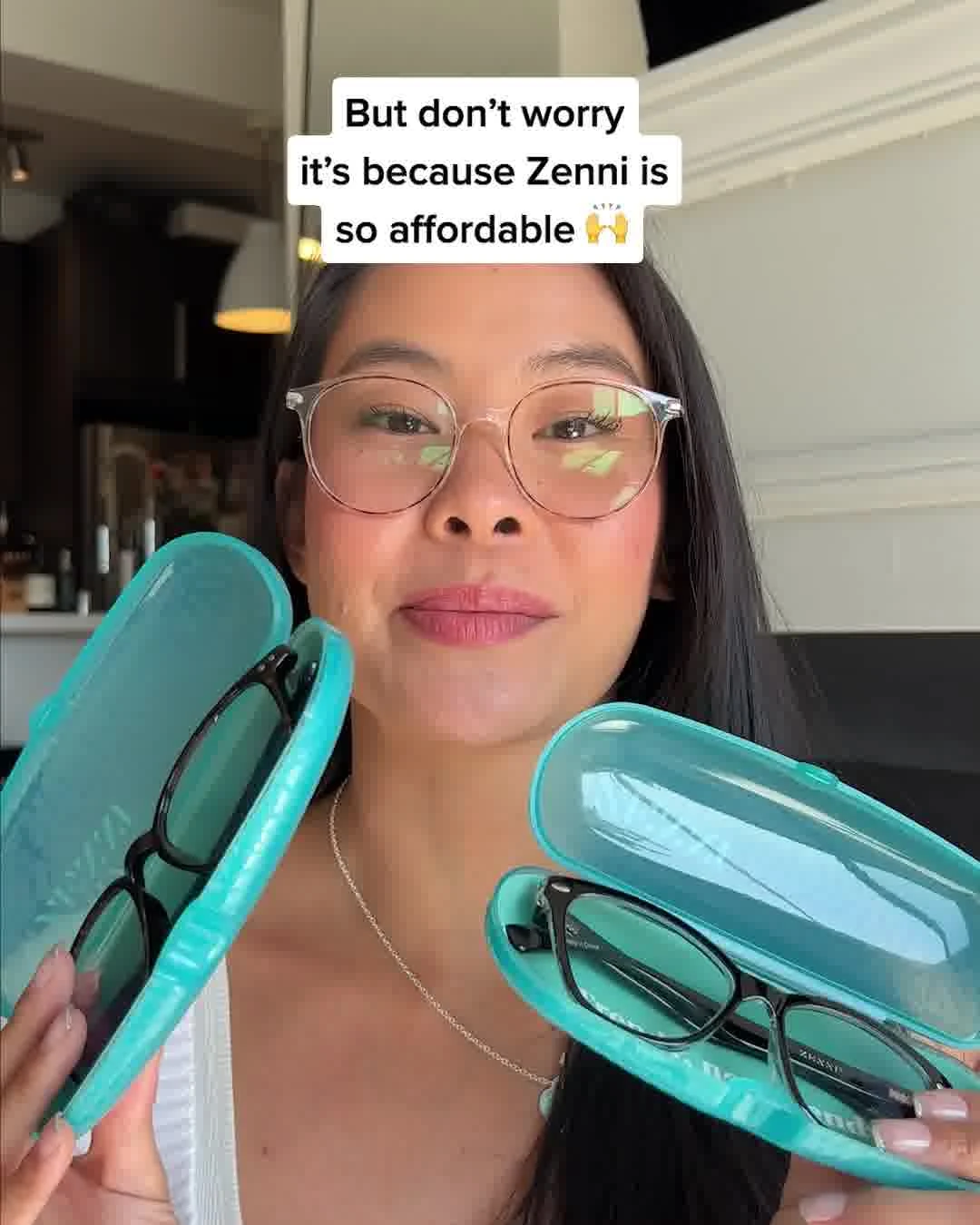 Anúncio da Zenni Optical no formato Benefícios e Demonstração de Produto