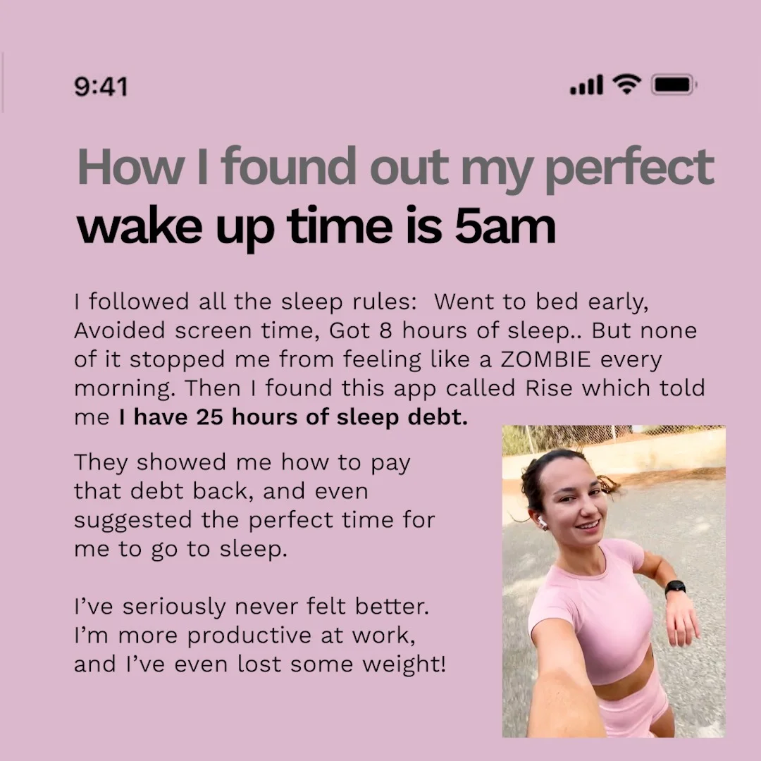 Anúncio da Rise no formato Notas do iPhone e Relatable Text-on-Screen