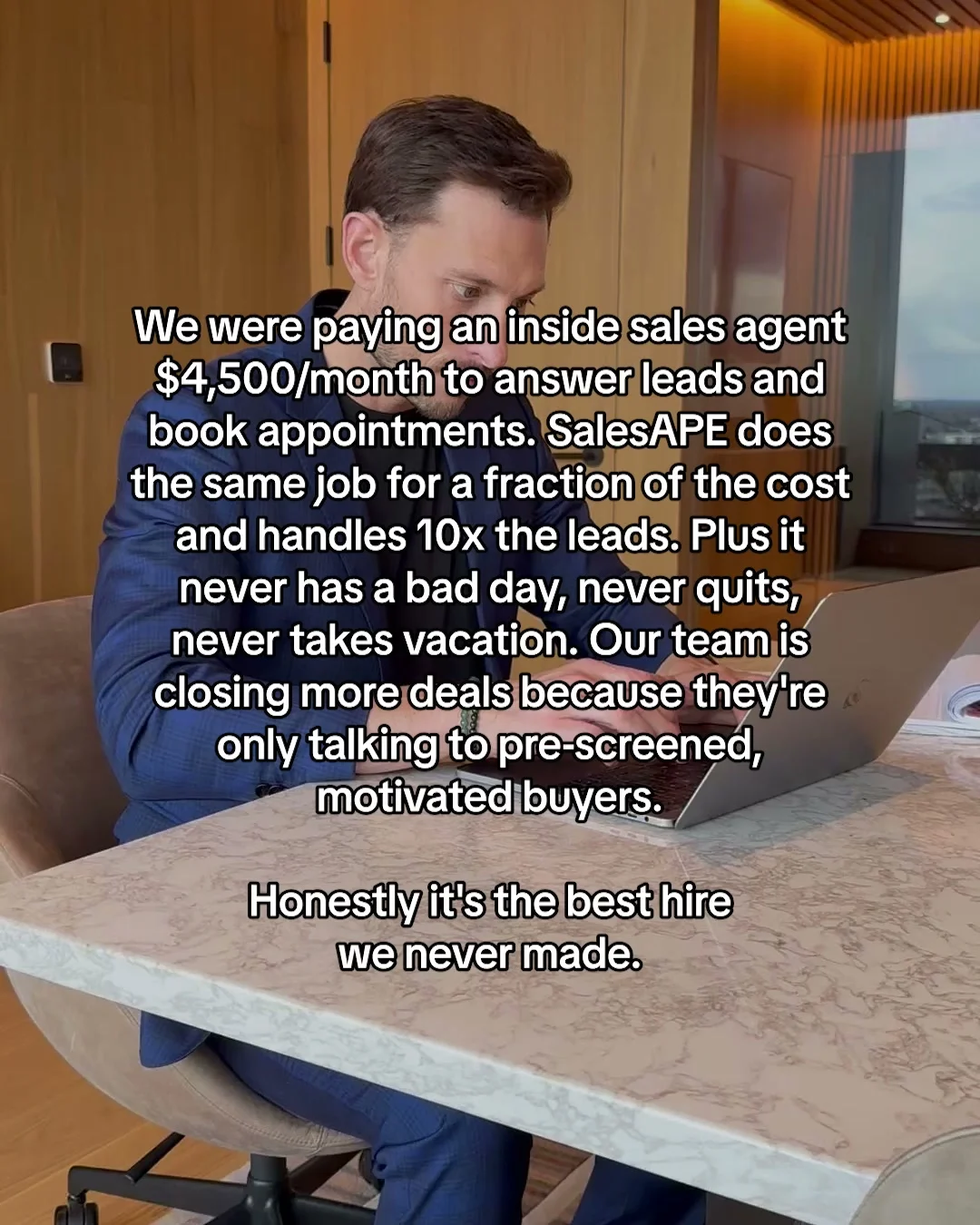 Anúncio em vídeo da SalesAPE no formato Relatable Text-on-Screen e Texto sobre Imagem