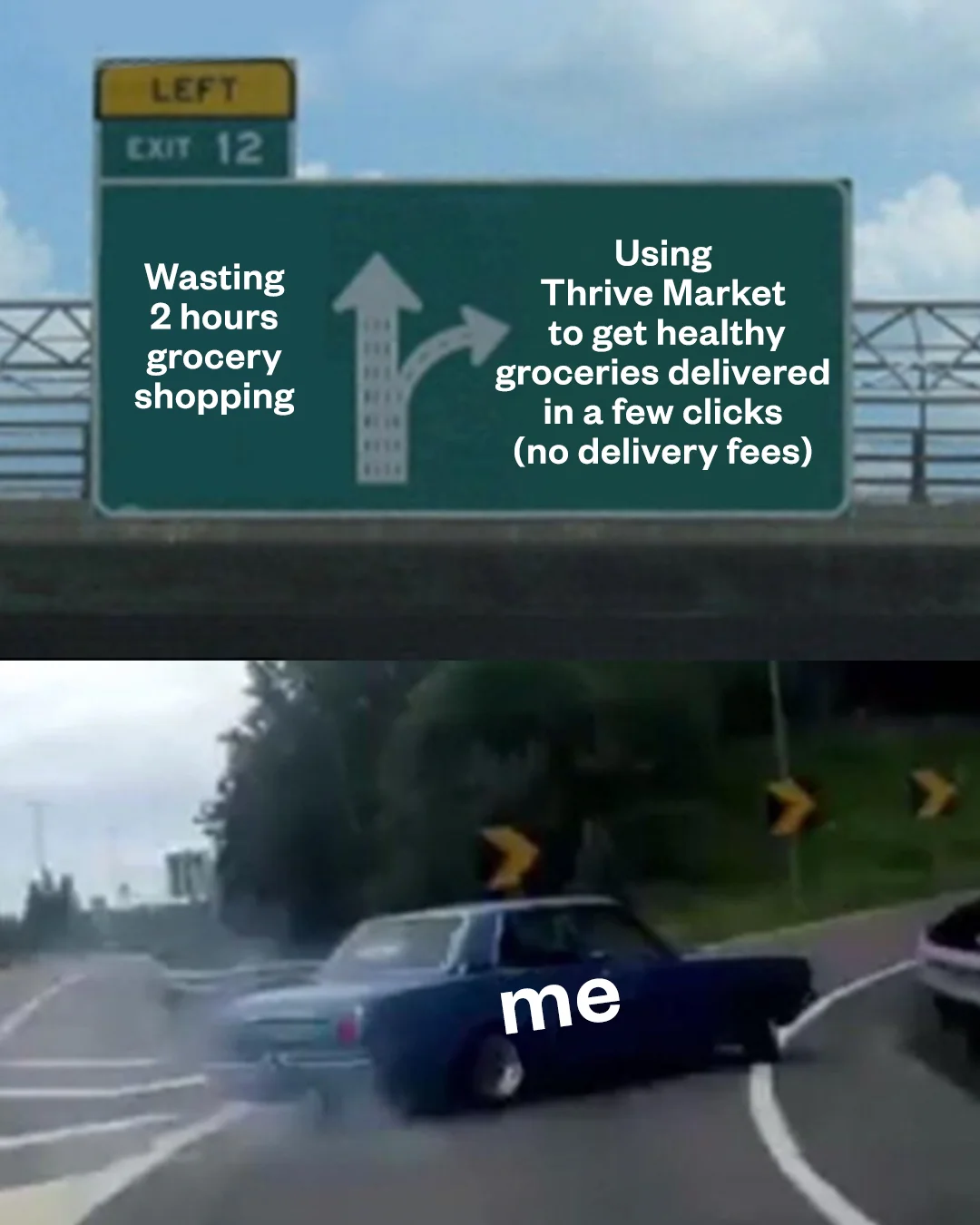 Anúncio da Thrive Market no formato Benefícios e POV