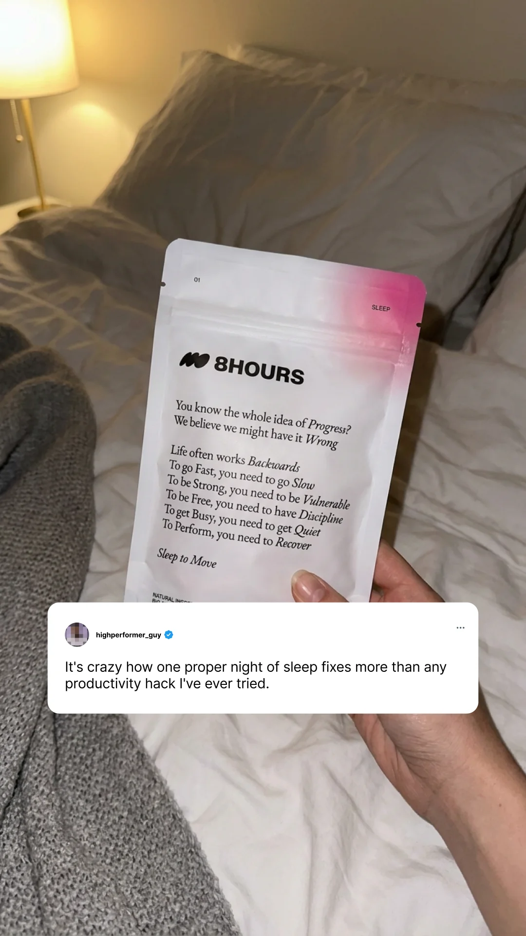 Anúncio da 8hours no formato Benefícios e Depoimentos e Reviews