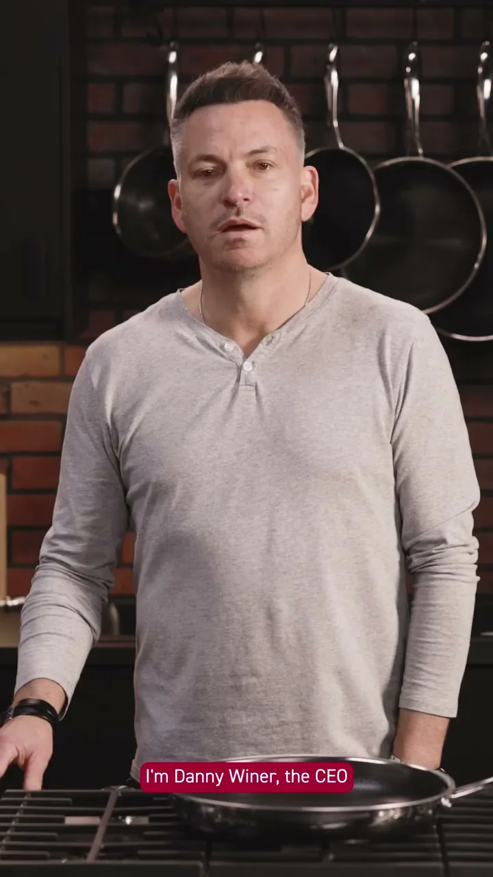 Anúncio em vídeo da HexClad no formato Demonstração de Produto e Talking Head