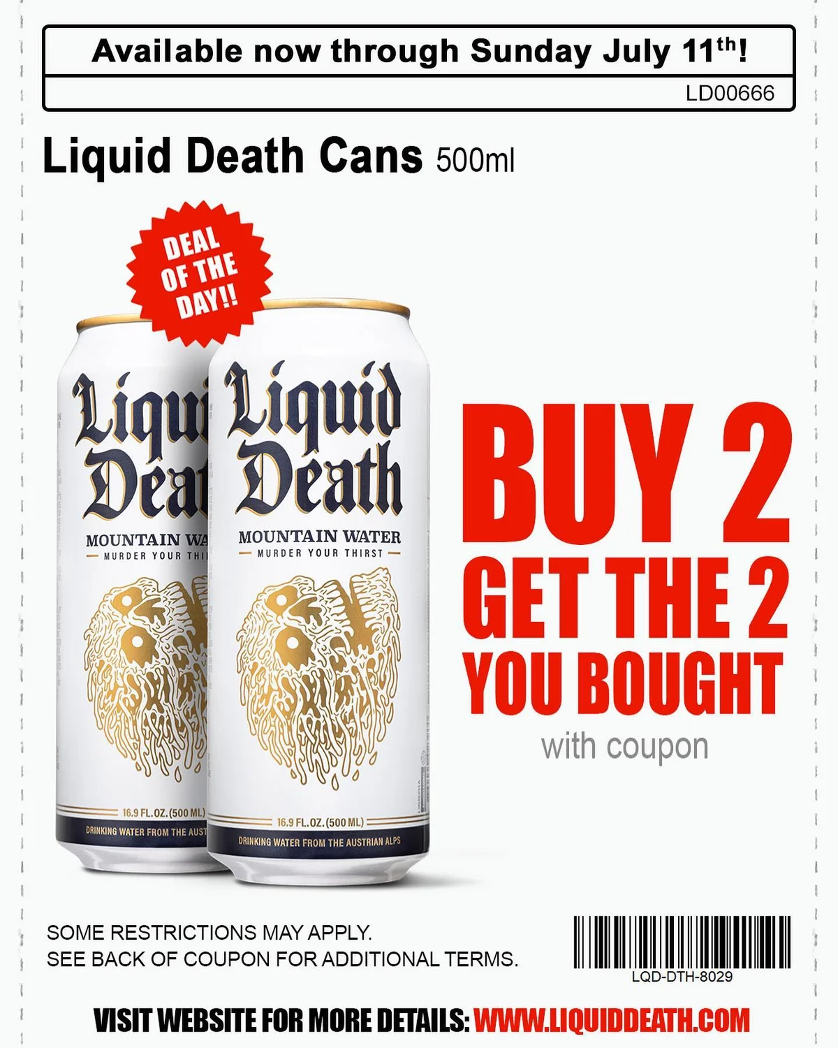 Anúncio da Liquid Death no formato Oferta Direta