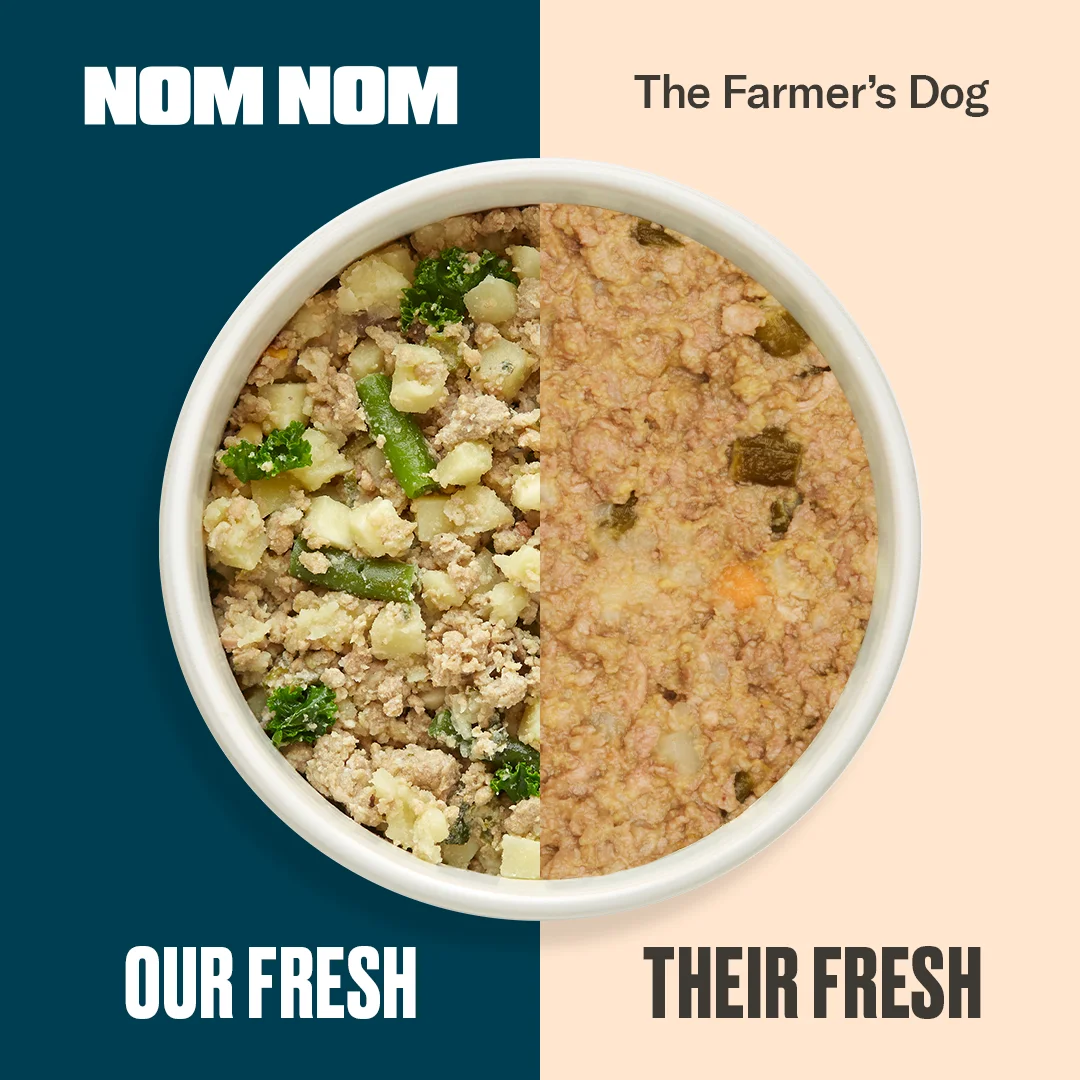 Anúncio da Nom Nom no formato Comparativo e Metáfora Visual