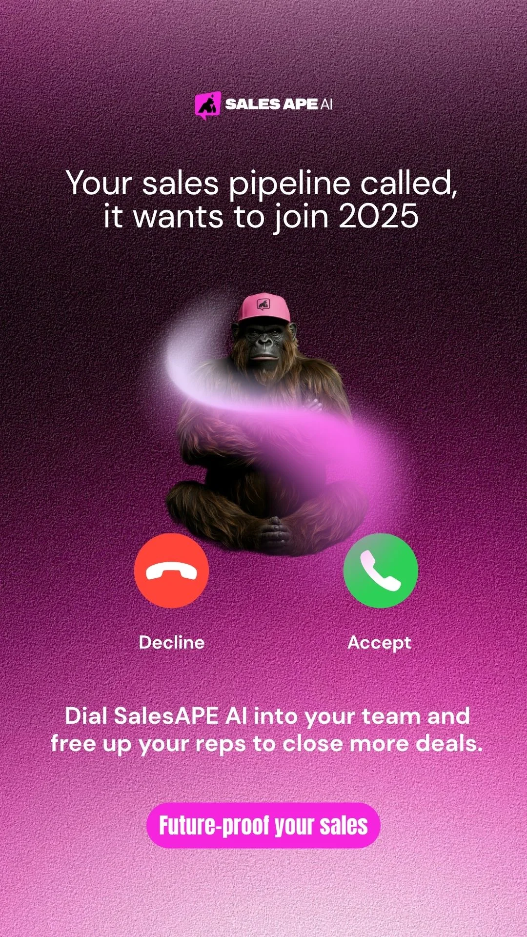 Anúncio da SalesAPE AI no formato Simulação de Ligação