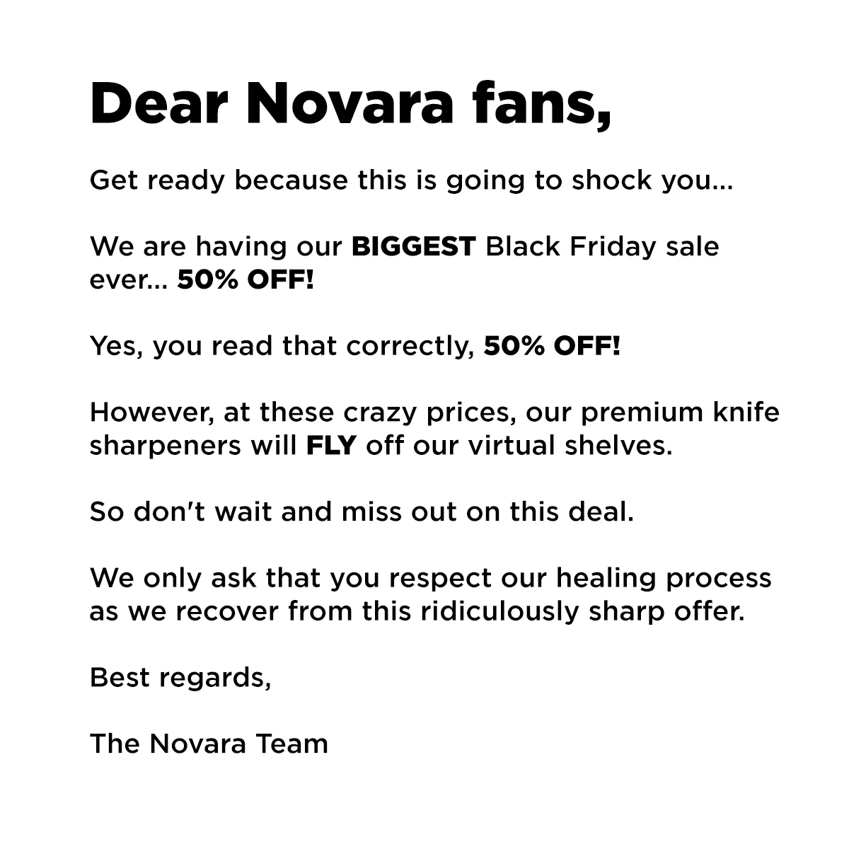 Anúncio da Novara no formato Comunicado Oficial e E-mail