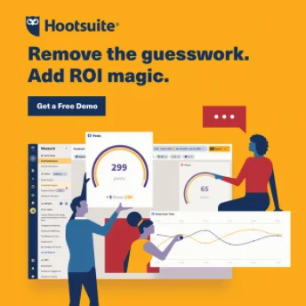 Anúncio da Hootsuite no formato Anúncio Estático e Demonstração de Interface