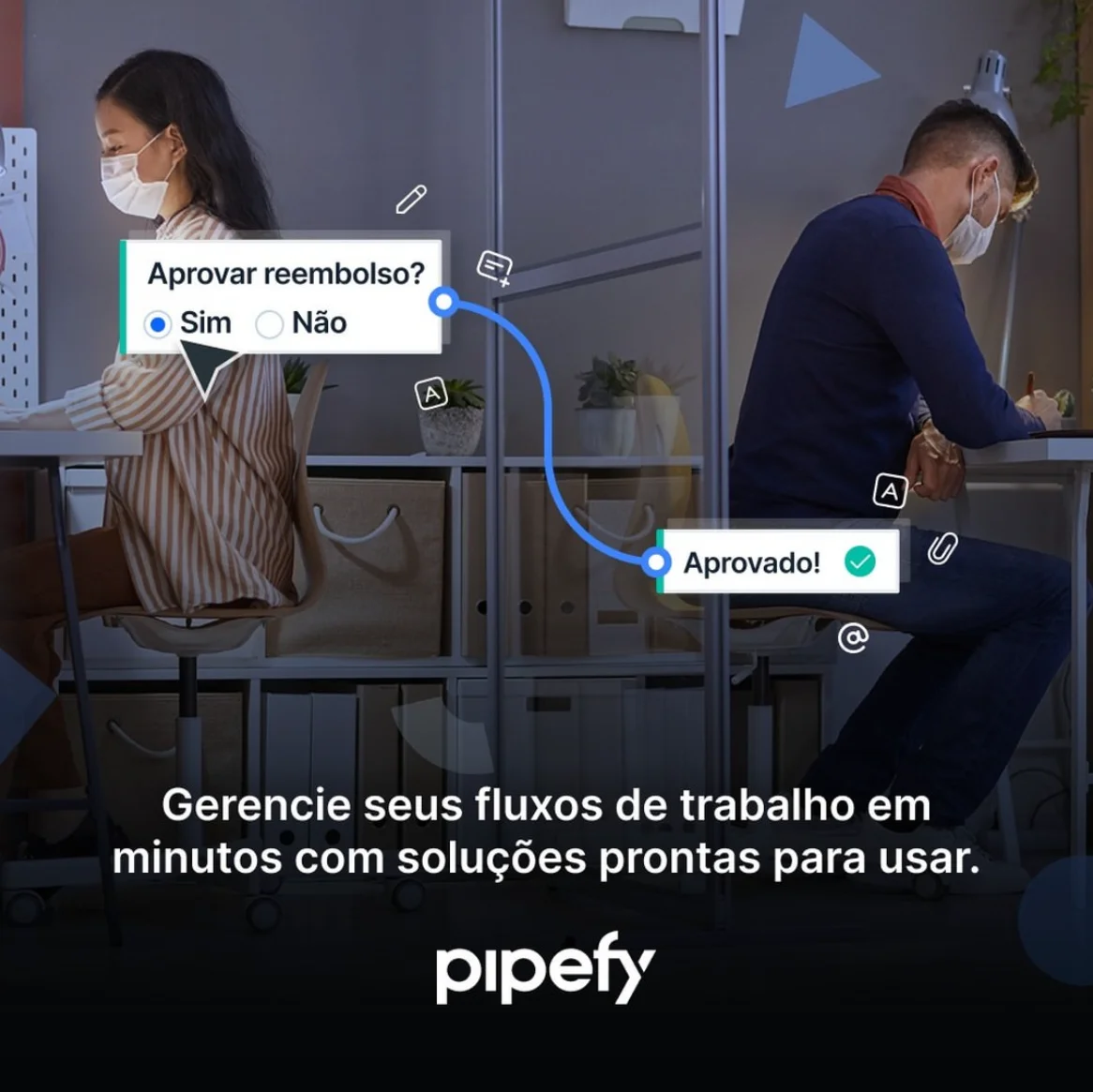 Anúncio da Pipefy no formato Demonstração de Interface e Destaque de Produto