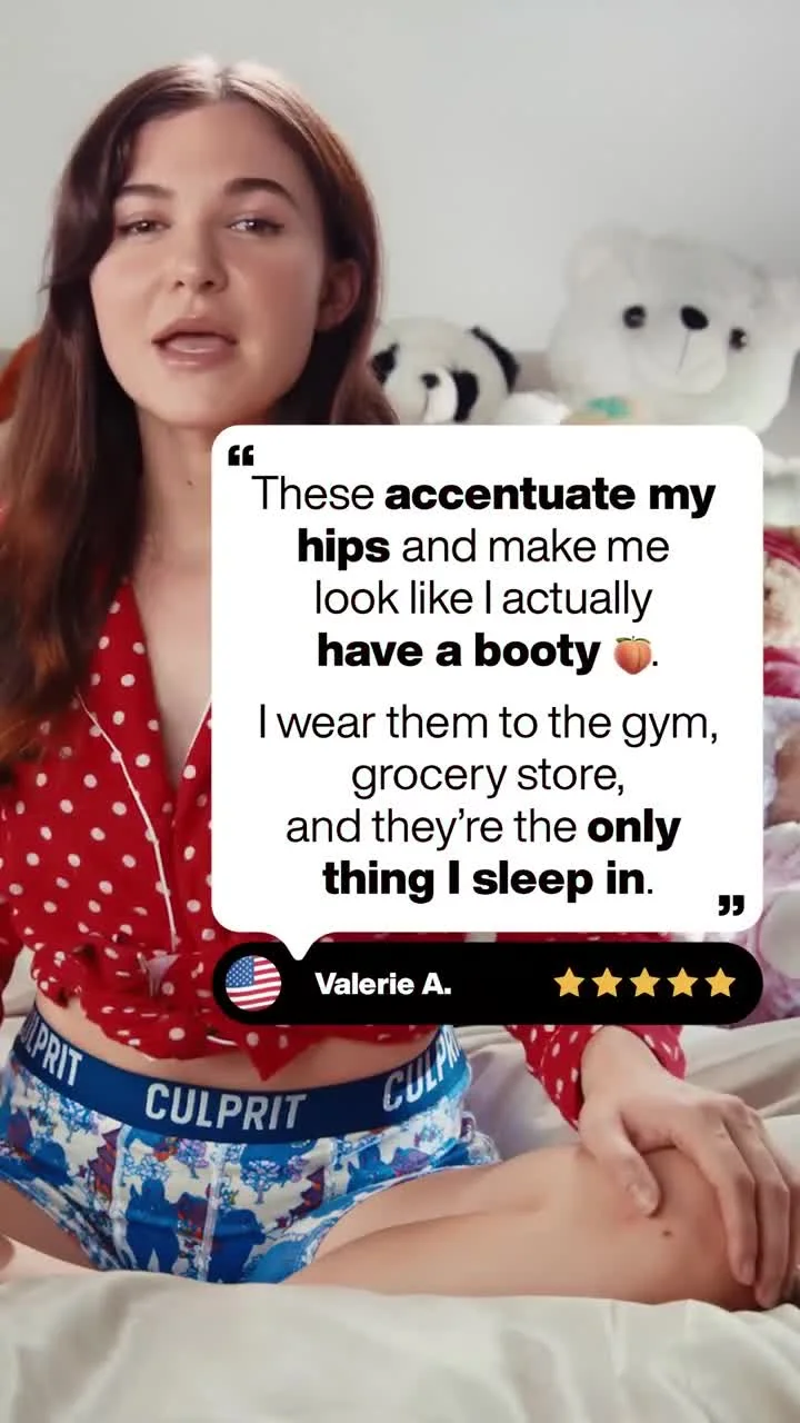 Anúncio em vídeo da Culprit Underwear no formato Depoimentos e Reviews e Talking Head