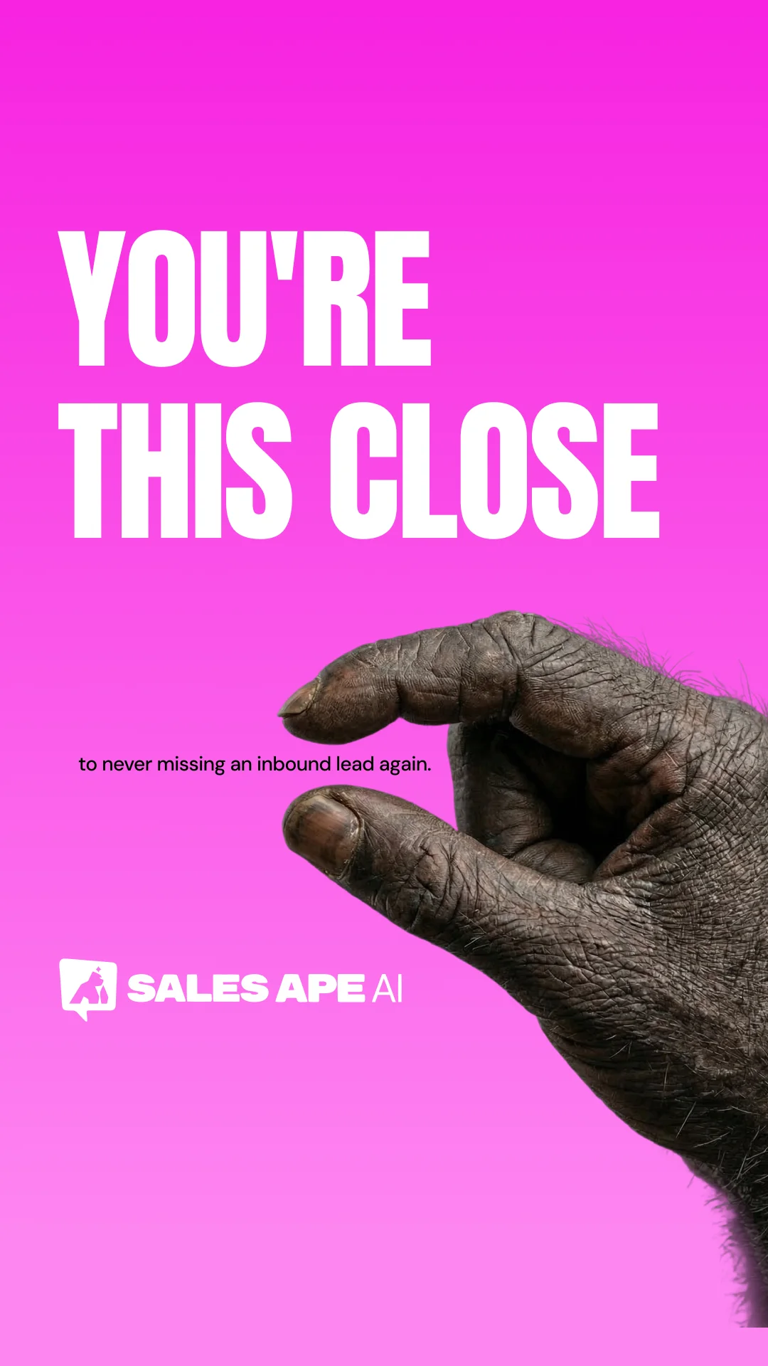 Anúncio da Sales Ape AI no formato Text Heavy Ad e Metáfora Visual