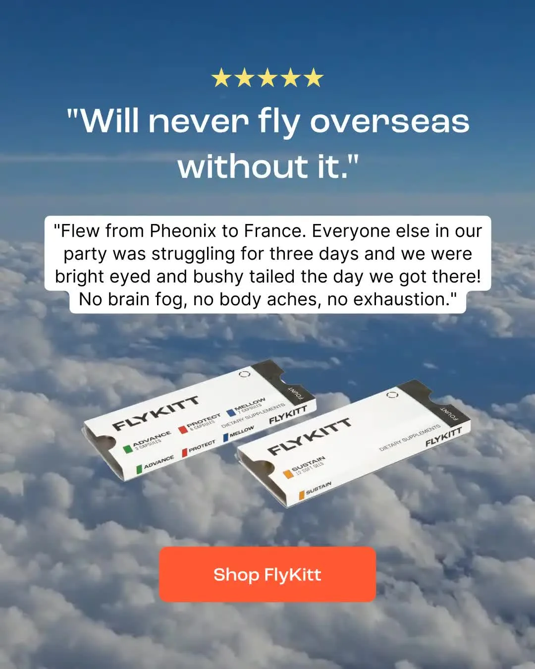 Anúncio em vídeo da FlyKitt no formato Depoimentos e Reviews e Text Heavy Ad