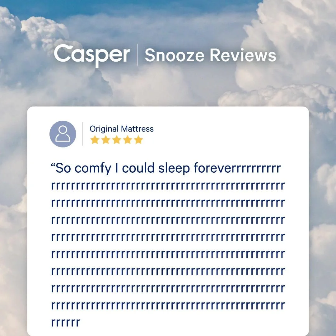 Anúncio da Casper no formato Depoimentos e Reviews e UGC