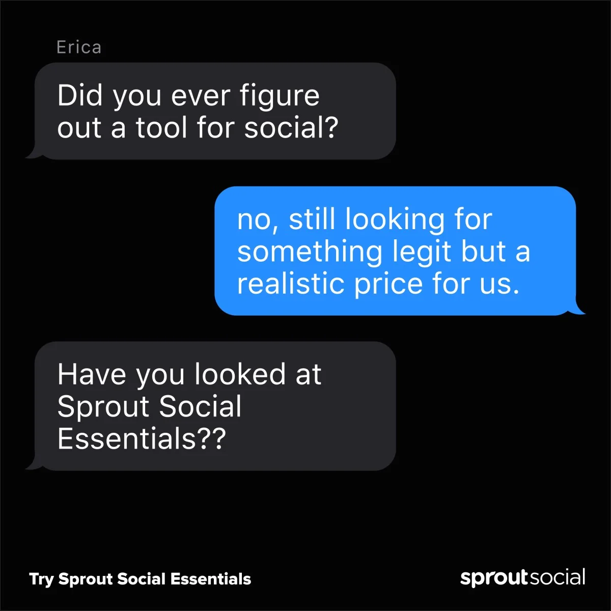 Anúncio da Sprout Social no formato Print de Conversa