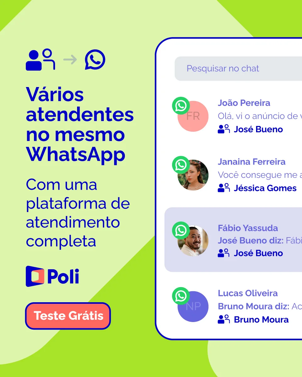 Anúncio da Poli no formato Mockup do Produto e Print de Conversa