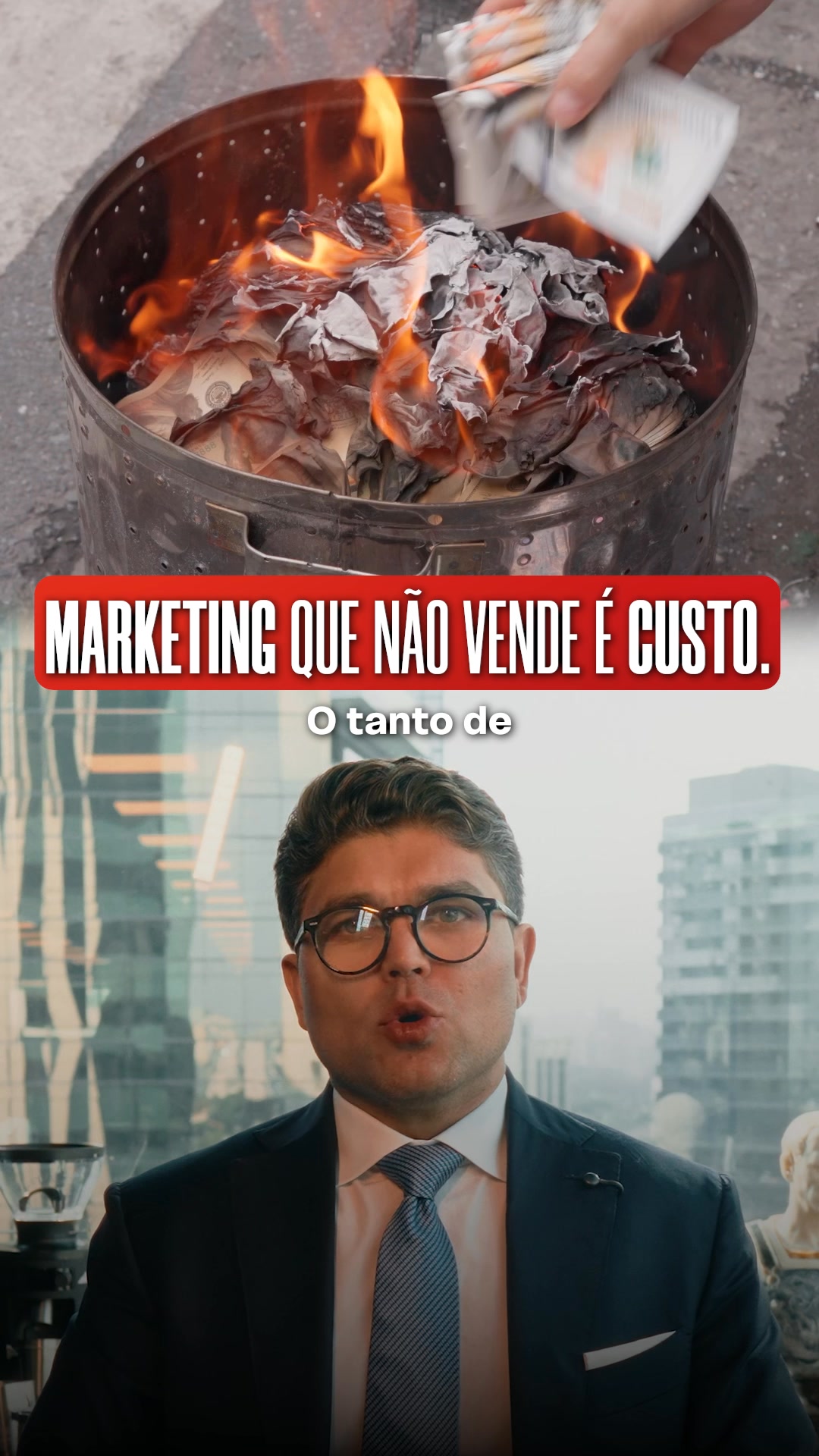 Anúncio em vídeo da V4 Company no formato Problema vs Solução e Talking Head