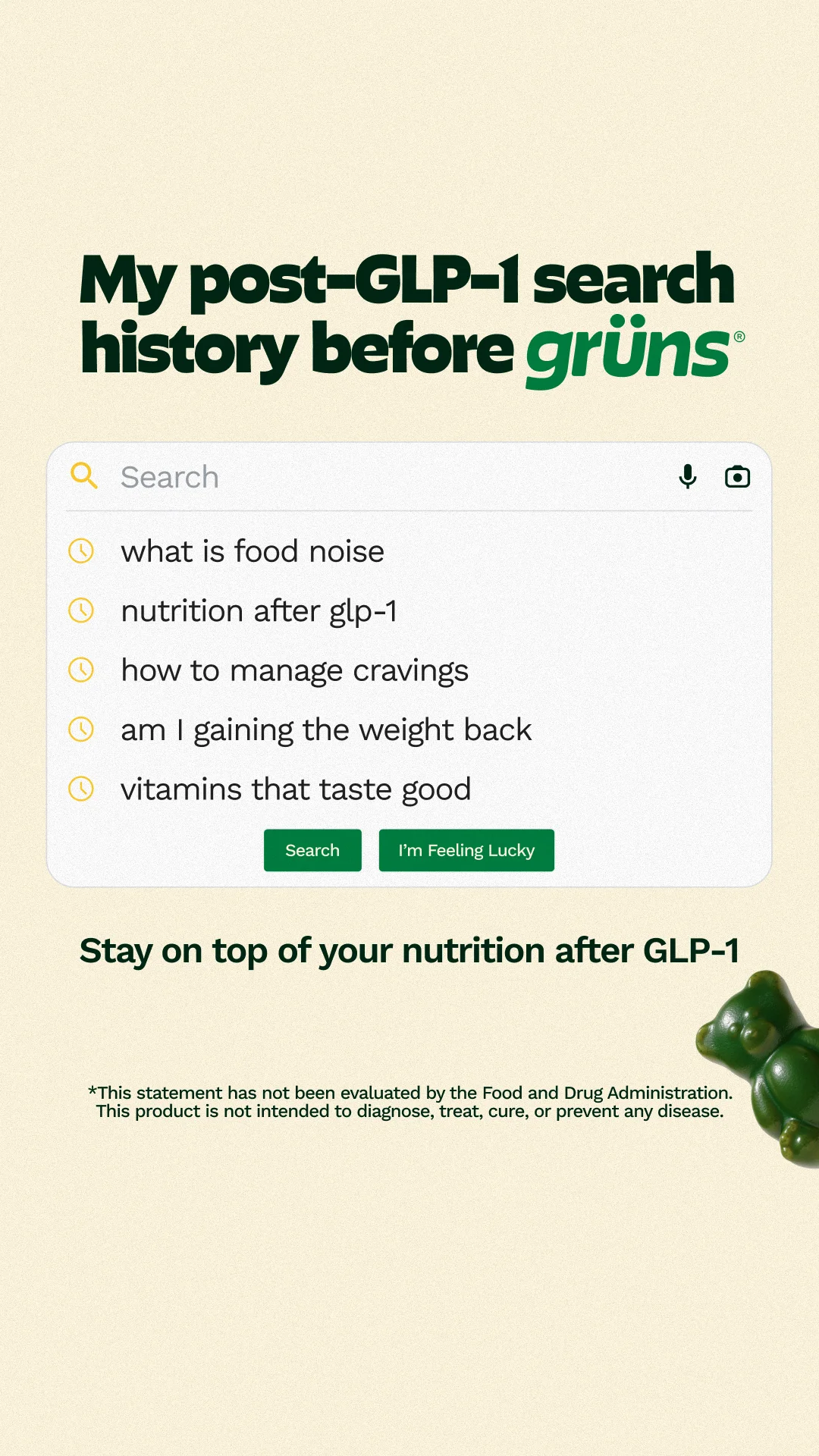 Anúncio da Grüns no formato Benefícios e Busca no Google