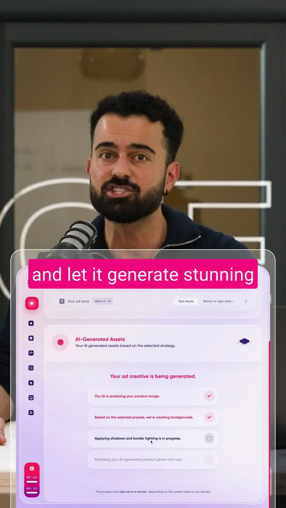 Anúncio em vídeo da AdCreative.ai no formato Benefícios e Problema vs Solução