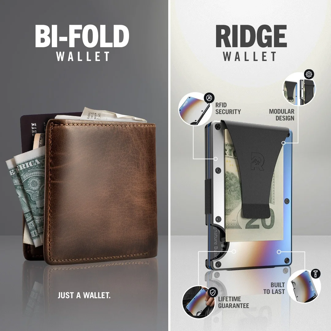 Anúncio da Ridge Wallet no formato Anatomical Breakdown e Comparativo