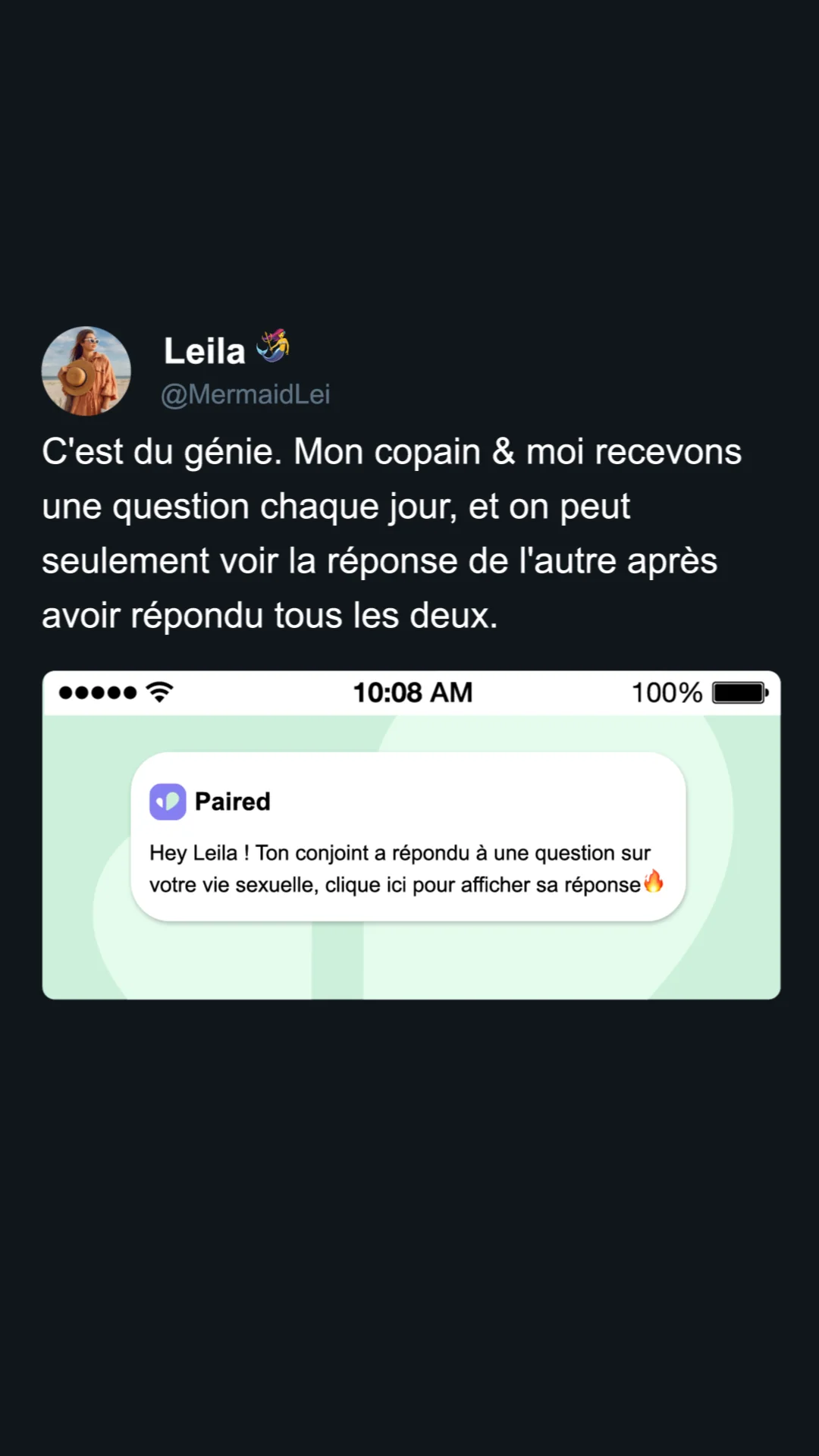 Anúncio da Paired no formato Notificação e Post de Rede Social